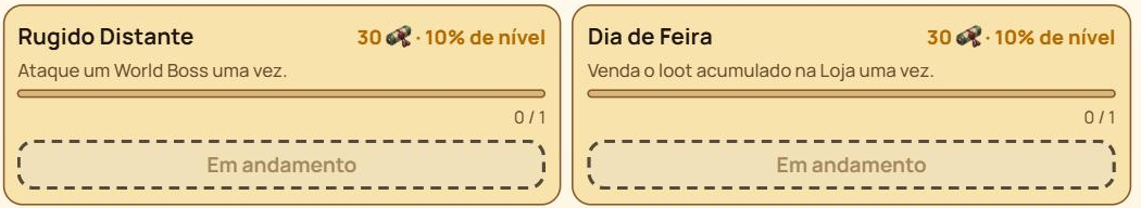 Two daily mission cards, each with its objective, progress bar and what it pays in Scrolls and XP.